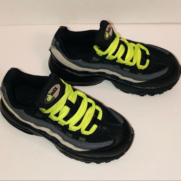 EUC Nike Air Max 95 PS Black Volt Dark Grey Little Kids Shoe Size 11c - Picture 3 of 12